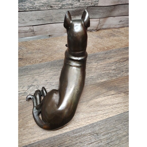 Vintage Cast Metal Bronze Finish Doberman Pincher Figurine Standing Regal Lodge - Picture 4 of 7